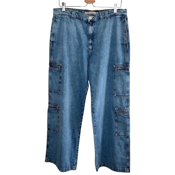 Hudson Womens High-Rise Welt Pocket Wide Leg Cargo jeans Size 33 - Picture 1 of 13